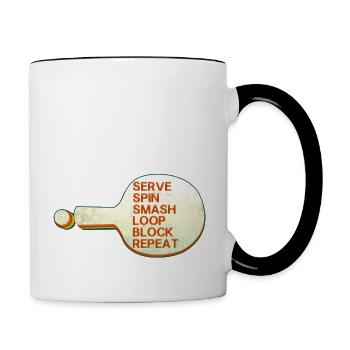 Tischtennis - Tasse zweifarbig - Weiß/Schwarz - Rechts
