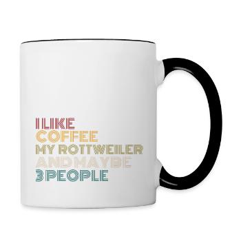 Kaffeeliebhaber Rottweiler Hundebesitzer Lustiges Zitat Vin - Tasse zweifarbig - Weiß/Schwarz - Rechts