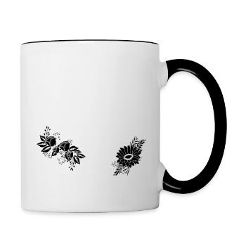 Number 97 Black Floral - 97th Floral Birthday - Contrasting Mug - white/black - Right