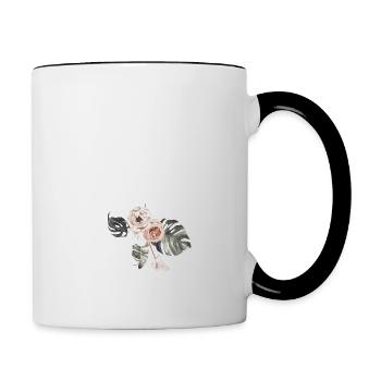 Tropischer Blumenbuchstabe - Tasse zweifarbig - Weiß/Schwarz - Rechts