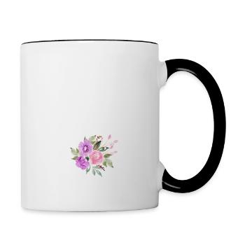 Purple floral w letter - Contrasting Mug - white/black - Right