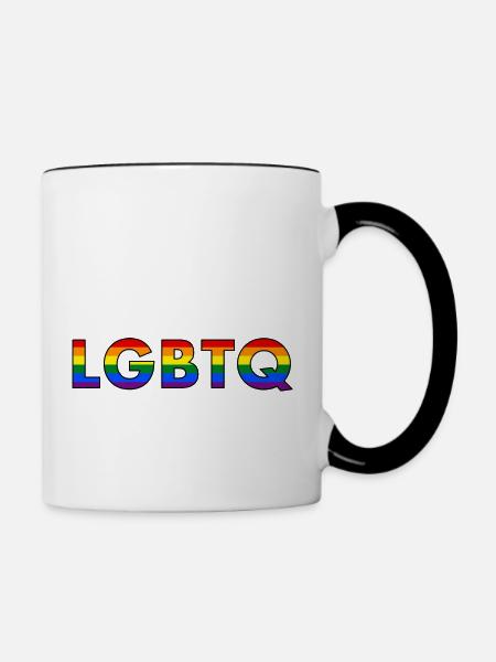 LGBTQ-Regenbogen-Flagge - Tasse zweifarbig - Weiß/Schwarz