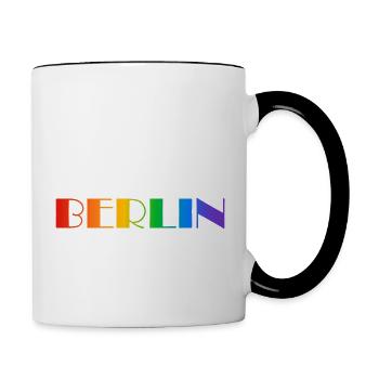 Berliner Regenbogen Text - Tasse zweifarbig - Weiß/Schwarz - Rechts