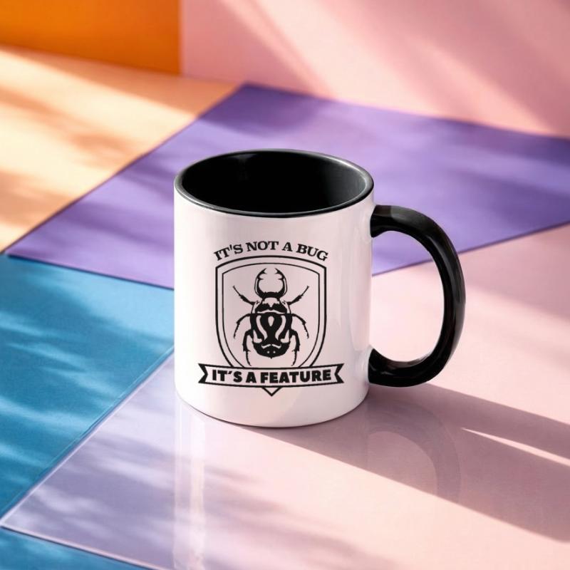 it not a bug it´s a feature Spruch Sprüche code Contrasting Mug