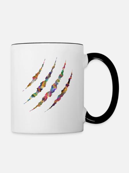 Monster, Kratzer design - Tasse zweifarbig - Weiß/Schwarz