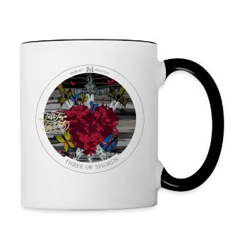 Trois des épées | Trois des épées carte de tarot - Mug contrasté - blanc/noir - Droite
