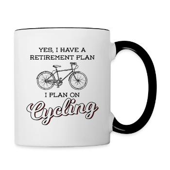 Fahrrad Rennrad Rente Zweirad Drahtesel Geschenk - Tasse zweifarbig - Weiß/Schwarz - Rechts
