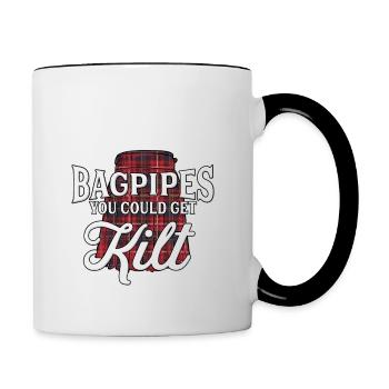 Scotland tartan kilt musician saying - Contrasting Mug - white/black - Right
