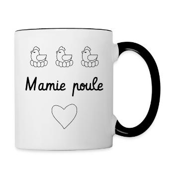Mamie poule ❤️ Cadeau Mamy ❤️ Grand-Mère - Mug contrasté - blanc/noir - Droite