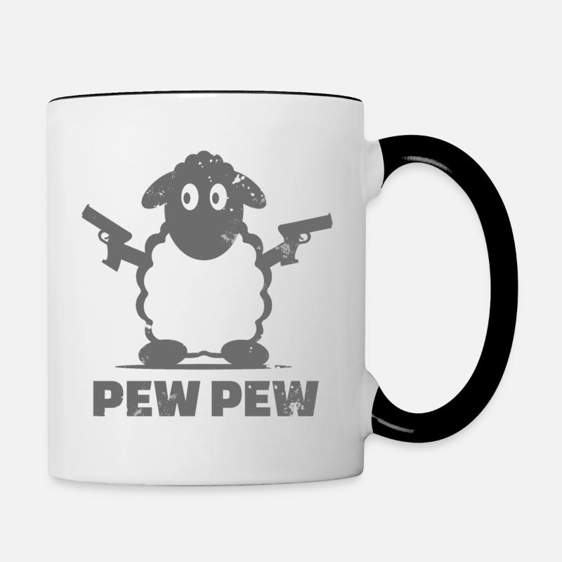Drôle Pew Pew Mouton - Mug contrasté - blanc/noir