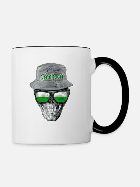 Sachsen Skull - Tasse zweifarbig - Weiß/Schwarz