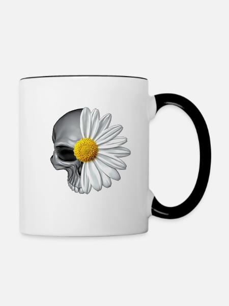 gänseblümchen totenkopf - Tasse zweifarbig - Weiß/Schwarz