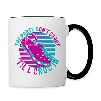 Komfort Liebe für Crocs Clogs Schuhe Geschenkidee - Tasse zweifarbig - Weiß/Schwarz - Rechts