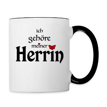 Herrin Domina Sklave Spruch - Tasse zweifarbig - Weiß/Schwarz - Rechts