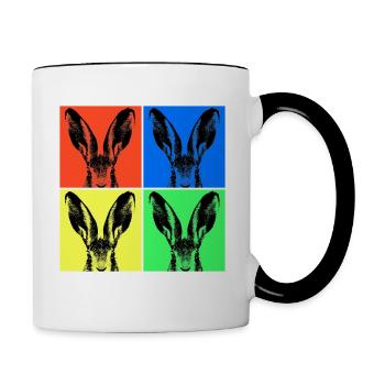 Easter Rabbit Pop Art at Easter for Easter - Contrasting Mug - white/black - Right