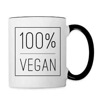 100% Vegan - Tasse zweifarbig - Weiß/Schwarz - Rechts