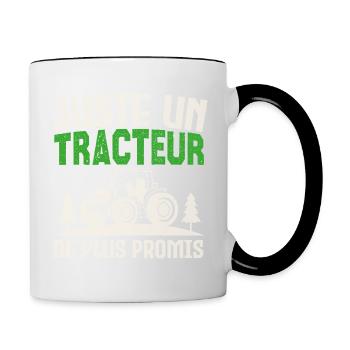 Juste un tracteur. de plus promis. agriculteur - Mug contrasté - blanc/noir - Droite