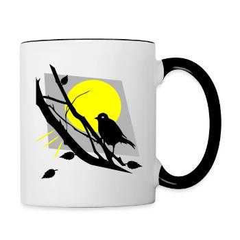 Bird with sun - Contrasting Mug - white/black - Right