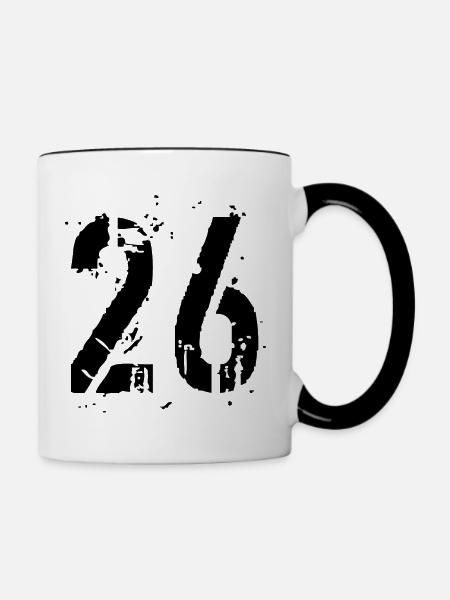 26 Nummer 26 - Tasse zweifarbig - Weiß/Schwarz