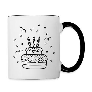 Birthday cake (birthday cake) - Contrasting Mug - white/black - Right