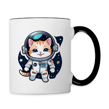 Astronaut Cat - Space - Contrasting Mug - white/black - Right