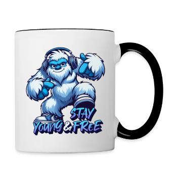 Stay young and free - Yeti urban design - Contrasting Mug - white/black - Right