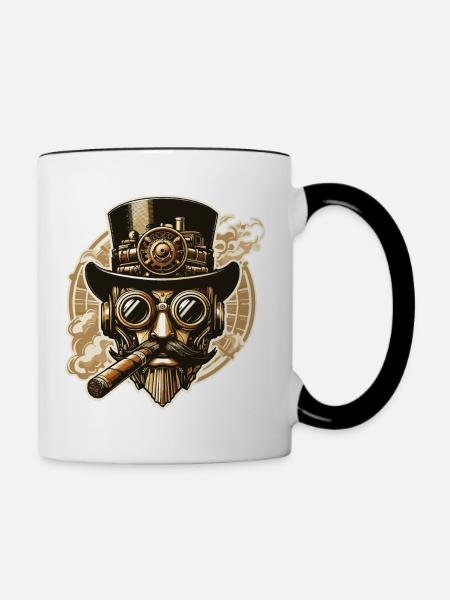 Steampunk Zigarre - Tasse zweifarbig - Weiß/Schwarz