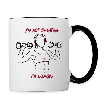 Shiny fitness girl with dumbbells - Contrasting Mug - white/black - Right