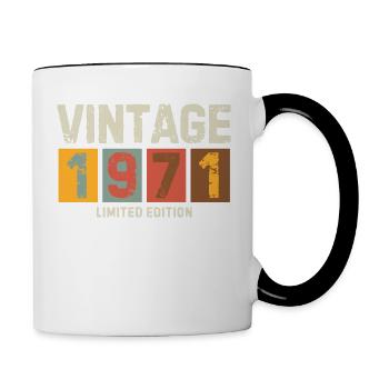 Vintage 1971 Limited Edition Classic birthday gift - Contrasting Mug - white/black - Right