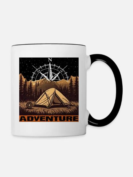 Abenteuer - Tasse zweifarbig - Weiß/Schwarz