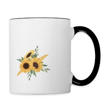 Letter l floral sunflower - Contrasting Mug - white/black - Right