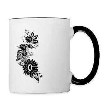 Lettre g floral noir et blanc - Mug contrasté - blanc/noir - Droite