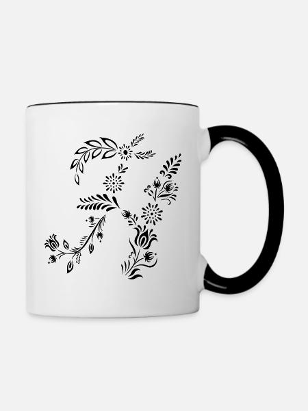 Initiale H, Buchstabe - Tasse zweifarbig - Weiß/Schwarz