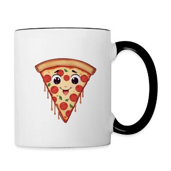 Cute Pizza With Face - Pizza Lovers - ApriNoeScor - Tasse zweifarbig - Weiß/Schwarz - Rechts