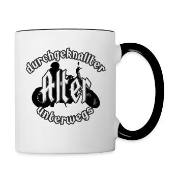 crazy old man on the road - Contrasting Mug - white/black - Right