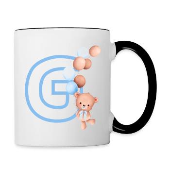 Letter g blue bear - Contrasting Mug - white/black - Right