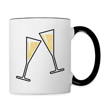 2 Glasses Of Sparkling Wine (Funnel / Closed / 2C) - Contrasting Mug - white/black - Right