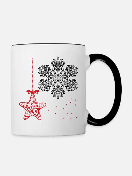 Ornament Weihnachten - Tasse zweifarbig - Weiß/Schwarz