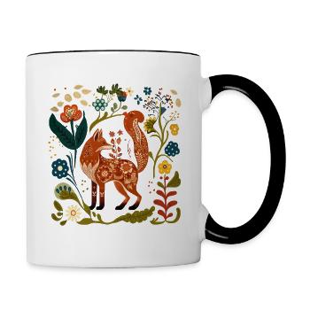 Fox Goblincore Ästhetik Skandinavische Folklore - Tasse zweifarbig - Weiß/Schwarz - Rechts