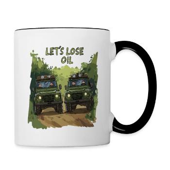 Defender Land 4x4 Rover Off Road Off-Road Offroad - Tasse zweifarbig - Weiß/Schwarz - Rechts