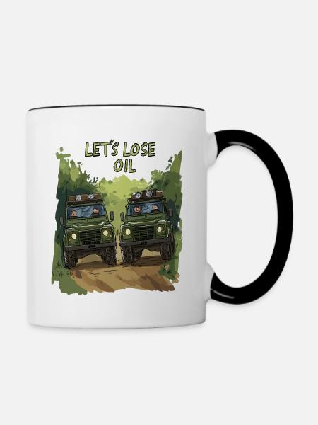 Defender Land 4x4 Rover Off Road Off-Road Offroad - Tasse zweifarbig - Weiß/Schwarz