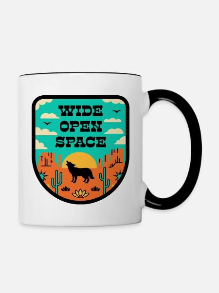 Wüste im retro stil - Tasse zweifarbig - Weiß/Schwarz