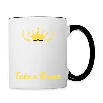 Bewahren Sie Ruhe und machen Sie eine Pause - Tasse zweifarbig - Weiß/Schwarz - Rechts