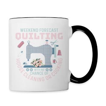 Prévisions du week-end Courtepointe Quilter Couture - Mug contrasté - blanc/noir - Droite