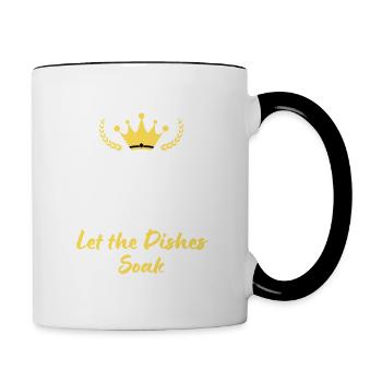 "Bleib ruhig und lass das Geschirr einweichen" - Flemme - Tasse zweifarbig - Weiß/Schwarz - Rechts