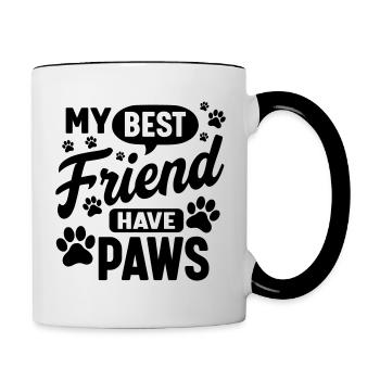 mein bester Freund hat Pfoten - Tasse zweifarbig - Weiß/Schwarz - Rechts