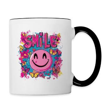 Smile the full day - herz schmetterling - Tasse zweifarbig - Weiß/Schwarz - Rechts