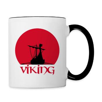 Wikinger-Langschiff - Tasse zweifarbig - Weiß/Schwarz - Rechts