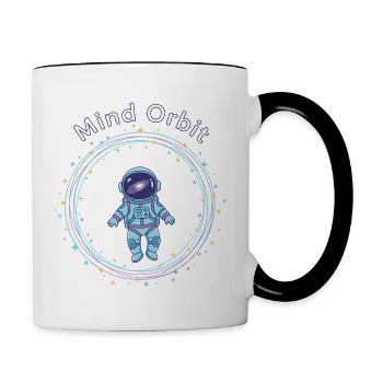 Astronaut in thought orbit - Contrasting Mug - white/black - Right
