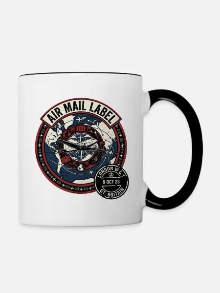 Air Mail England - Tasse zweifarbig - Weiß/Schwarz